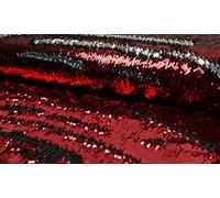 Two Toned Mermaid Fish Scale Sequin Fabric Material - RED Silver, Sample 10cm x 10cm