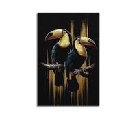Two Toucans Illustration Wall Art, Vibrant Wildlife Decor for Living Room And Bedroom Artistic Wall Mural Modern Hanging Decor Poster24x36inch(60x90cm)
