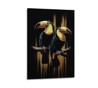 Two Toucans Illustration Wall Art, Vibrant Wildlife Decor for Living Room And Bedroom Artistic Wall Mural Modern Hanging Decor Poster24x36inch(60x90cm)