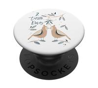 Two Turtle Doves 12 Days Of Christmas Song Coral Rhyme Xmas PopSockets Adhesive PopGrip