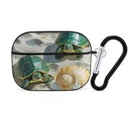 Two Turtles and Shells AirPod Pro Case, Anti Scratch Hard PC Cover with Keychain, AirPod Pro 2nd/1st Case Accessories for Women Men, Black-Style