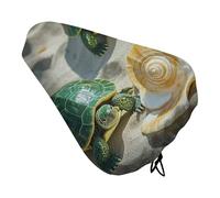 Two Turtles and Shells Bike Seat Cover Waterproof Oxford Fabric, Universal Adjustable Bicycle Saddle Cover with Drawstring Easy Install Protective Rain Dust Covers for Women Men