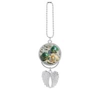 Two Turtles and Shells Car Hanging Pendant, Zinc Alloy Rearview Mirror Charms - Relieve Visual Fatigue, Vintage Keychain Pendant, Lucky Car Interior Hanging Decoration, Silver-Style