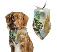 Two Turtles and Shells Dog Bandanas for Feeding Grooming, Triangle Pet Bibs Washable Pets Scarf for Cats & Dogs