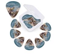 Two turtles and shells Guitar Picks 12 Pack Personalized Plectrums with Organizer Storage Box, Colorful Celluloid Guitar Plectrum Includes Thin, Medium, Heavy Picks for Acoustic Guitar Bass Picks