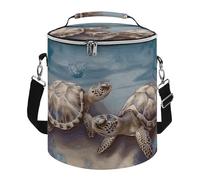 Two Turtles and Shells Lunch Bag, 15L Portable Leakproof Picnic Basket with Shoulder Strap, Insulated Picnic Cooler Bag for Camping, Beach, Hiking & Groceries