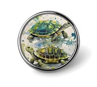 Two Turtles Watercolor Splash Button Pin Personalized Metal Lapel Pins Badges Classic Round Brooch Pin Novelty Unique Enamel Pins Cute Funny Pinback Button Badge for Jackets Backpacks Bags Coat