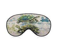 Two Turtles Watercolor Splash Sleep Mask Light Blocking Eye Cover Polyester Eye Mask with Elastic Strap Blindfold for Side Sleeper Sleeping Masks Face Hugging for Women Men Travel