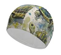 Two Turtles Watercolor Splash Swim Cap Comfortable Shower Caps for Drag Reduction and Hair Protection Durable Soft Elastic Bathing Cap Keep Hairstyle Unchanged for Women and Men