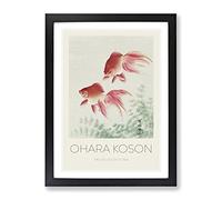 Two Veil Goldfish By Ohara Koson Exhibition Museum Asian Japanese Framed Print | A4 Black Framed Wall Art | Ready to Hang | Asian Nature Picture | Living Room Bedroom Lounge Office