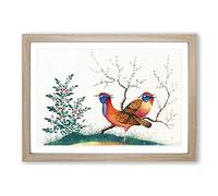 Two Walking Birds Framed Print | A2 Oak Framed Wall Art | Ready to Hang | Modern Nature Picture | Living Room Bedroom Lounge Office