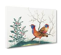 Two Walking Birds Vintage Canvas Wall Art Print Ready to Hang, Framed Picture for Living Room Bedroom Home Office Décor, 30x20 Inch (76x50 cm)