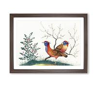 Two Walking Birds Vintage Framed Wall Art Print, Ready to Hang Picture for Living Room Bedroom Home Office Décor, Walnut A3 (46 x 34 cm)