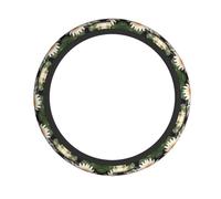 Two Water Lilies Printed Steering Wheel Cover Elastic Stretch Car Wheel Wrap Breathable Non-Slip Steering Wheel Protector for Car Truck SUV