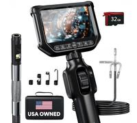 Two-Way Articulating Borescope, Dual Lens Inspection Camera with Light, 6mm Lens Snake Camera for Mechanic Inspections, and Plumbing, .24in Borescope Automotive, Industrial Endoscope, 5ft