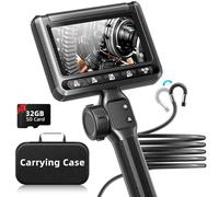 Two-Way Articulating Borescope with Light, UJOYOK Industrial Endoscope with Snake Scope Camera, Borescope Inspection Camera with Light for Automotive & Aircraft Mechanics, 5.5FT
