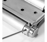 Two-way door hinge with double spring mechanism in stainless steel, automatic closing and adjustable bearing strength for door use (3in)