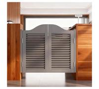 Two-Way Double Cafe Doors Solid Wood Louvered Swinging Saloon Doors with Hinges Auto Close Half Entrance Partition Gate Rustic Fence Door (W85xH100cm 33.46x39.37in)