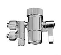 Two Way Faucet Diverter Valve for Water Purifier, 3/8" & 5/16" Outlet, Brass Chrome Plated Adapter with M22/M24 Connector for Kitchen Tap and RO System