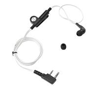 Two Way Radio Earpiece, ABS Radio Complete Kit K Adapter Stable Signal Transmission Dual PTT Microphone Earpiece for Kenwood, for Baofeng with 46.46in Cable (White)