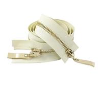 Two Way Separating Zipper， 2-Way Auto Lock Metal Zip Double Slider DIY Jacket Coat Repair(BeigeGold,80CM-5#)