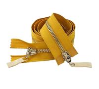 Two Way Separating Zipper， 2-Way Auto Lock Metal Zip Double Slider DIY Jacket Coat Repair(GoldYellowGold,100CM-5#)
