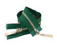 Two Way Separating Zipper， 2-Way Auto Lock Metal Zip Double Slider DIY Jacket Coat Repair(GreenGold,100CM-5#)