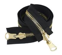 Two Way Separating Zipper， 2-Way Metal Rotary Slider Open-End Zipper Reversible Double-Sided(BlackGold,70CM-NO5)