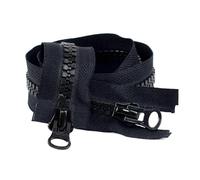 Two Way Separating Zipper 2pcs 8# Resin Zipper for Clothes Single/Double Open-End Zip Garment Large Zips Bag Closure Sewing Zippers(Black-DoubleSlider,70cm)