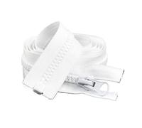 Two Way Separating Zipper 2pcs 8# Resin Zipper for Clothes Single/Double Open-End Zip Garment Large Zips Bag Closure Sewing Zippers(White-SingleSlider,70cm)
