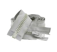 Two Way Separating Zipper 2pcs 8# Resin Zipper for Clothes Single/Double Open-End Zip Garment Large Zips Bag Closure Sewing Zippers(Grey-SingleSlider,120cm)