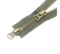 Two Way Separating Zipper 2pcs Open Ended 8# Metal Zipper Double Slider Two-Way Zip Replaceable Jacket Coat Repair Zippers of Sewing(Dark Green,100cm)
