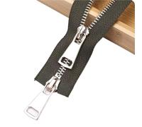 Two Way Separating Zipper， Copper Two-Way Open-Ended Double Slider Metal Zipper Size 5 70cm 2PC(Deep Green)