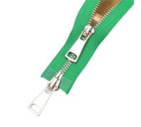 Two Way Separating Zipper， Copper Two-Way Open-Ended Double Slider Metal Zipper Size 5 70cm 2PC(Green)