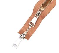 Two Way Separating Zipper， Copper Two-Way Open-Ended Double Slider Metal Zipper Size 5 70cm 2PC(Orange)