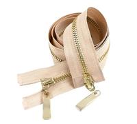 Two Way Separating Zipper， Two Way Double Slider 5 Metal Zipper Auto Lock(PinkGold,80cm)