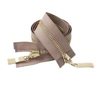 Two Way Separating Zipper， Two Way Double Slider 5 Metal Zipper Auto Lock(PurplePinkGold,100cm)