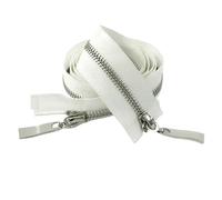 Two Way Separating Zipper， Two Way Double Slider 5 Metal Zipper Auto Lock(WhiteSilver,80cm)