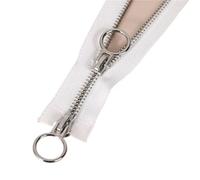 Two Way Separating Zipper， Two Way Zip Zipper 5 Double Ended Metal for Garment(White-90cm)
