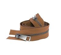 Two Way Slider Zip 2pcs 30/40/50/60/70/80cm 5# Open-end Double Sliders Black Metal Zipper DIY Handcraft for Cloth Pocket Shoes for Jackets(Khaki,10cm)