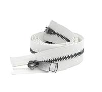 Two Way Slider Zip 2pcs 30/40/50/60/70/80cm 5# Open-end Double Sliders Black Metal Zipper DIY Handcraft for Cloth Pocket Shoes for Jackets(White,50cm)