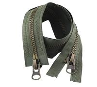 Two Way Slider Zip 2pcs 8# Metal Zipper 70/80/90/100/120cm Double Sliders for Cloth Coat Down Jacket Zip Repair DIY Clothing Sewing for Jackets(Green,90CM_8#)