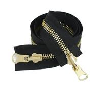 Two Way Slider Zip 5# 8# 70-100cm Open-End Rotary Metal Zipper Slider Double Sided Reversible Zippers Jacket Sewing Zip Repair for Jackets(BlackGold,80CM_NO8)