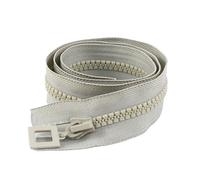 Two Way Slider Zip 8# Single/Double Sliding Zipper Open End Resin Zip Jacket Long Colorful Zips for Clothing Decor Sewing for Jackets(BeigeGrey,SINGLESLIDER-60CM_Color 01)