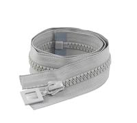 Two Way Slider Zip 8# Single/Double Sliding Zipper Open End Resin Zip Jacket Long Colorful Zips for Clothing Decor Sewing for Jackets(Grey,SINGLESLIDER-60CM_Color 01)