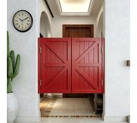 Two-Way Swinging Doors Interior Solid Wood Saloon Cafe Door Double Action Half Door with Hinges for House Kitchen Pub Doorways Partition Custom Widths(Red,122x100 cm (WxH))
