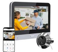 Two-Way Talk,2K Mini Peephole Camera Wireless with 4.3" Monitor,Door Peephole Surveillance Camera PIR-Motion Detection,140° Wide View 2.4GHz Wi-Fi,5000mAh Battery,IR Night Vision