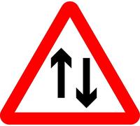 Two-way traffic straight ahead Road safety sign - 3mm Aluminium sign fitted with 2 strips Channel to rear for mounting on post 600mm x 600mm