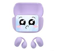 Two-Way Translator Earbuds Business Travel Meeting Communication | Full-color LED touchscreen, for video playback on case, custom wallpapers, direct music management, (Purple translation)