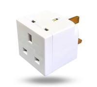Two-Way UK Adapter 13A Double Socket, 3-Pin Multi Plug Splitter Power Extension, Dual Outlets Power Extender Block, Designed for Home, Office, Suitable for Use with UK Standard Sockets, Safe & Durable
